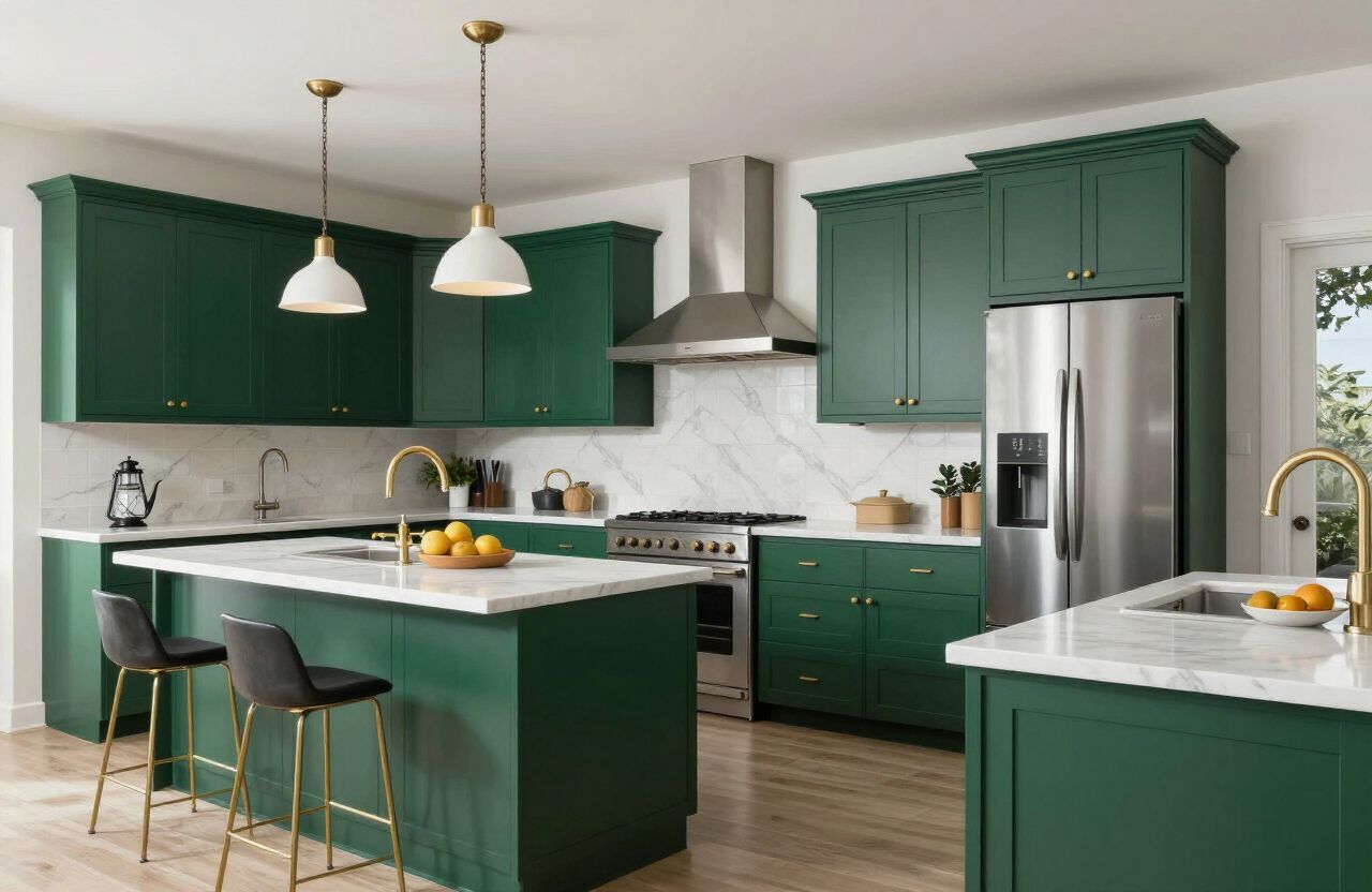 Kitchen cabinets refinished with a smooth painted finish