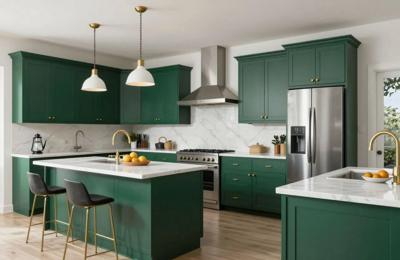 Kitchen cabinets refinished with a smooth painted finish