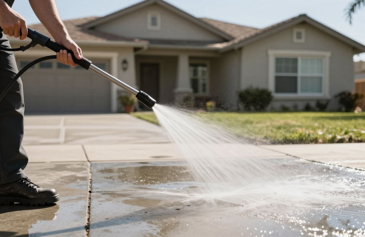 Pressure washing a house exterior before painting